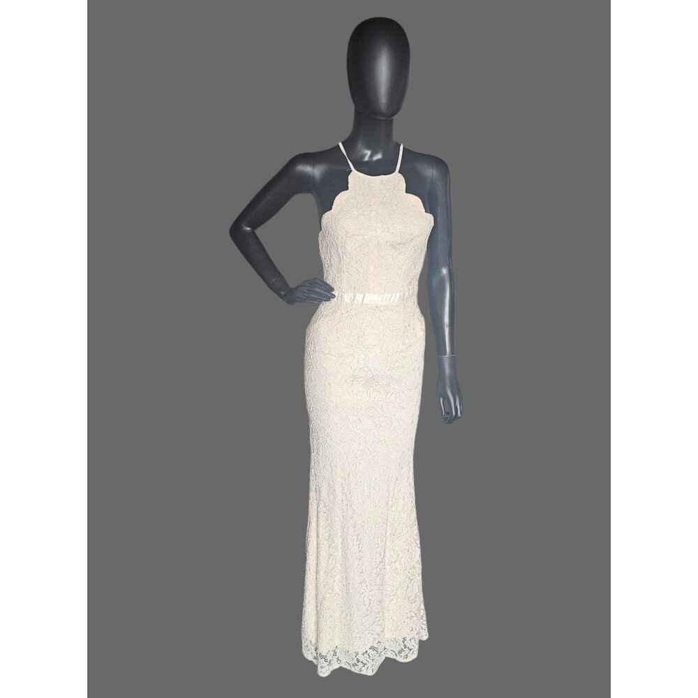 Dark Ivory Lace Sheath Formal Dress - Lulus
